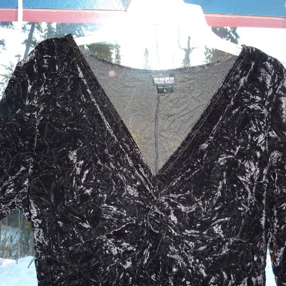 NOMADIC TRADERS GOTH WEDDING BLACK CRUSHED VELVET LONG SLEEVE SHIRT BOHO GYPSY L - Picture 4 of 16